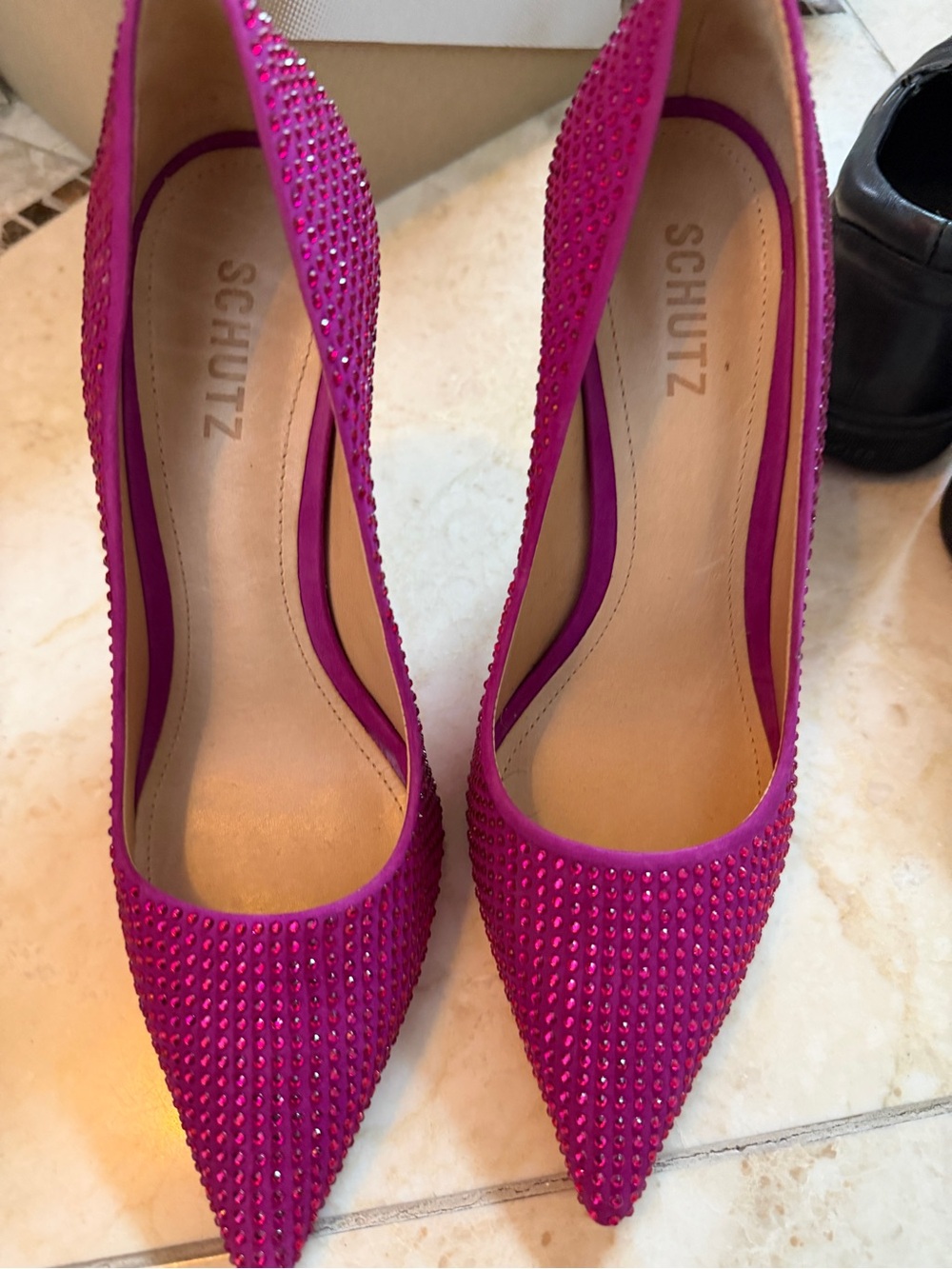 Schutz Fuchsia Crystal Embellished Pointed-Toe Pumps